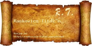 Raskovics Titán névjegykártya